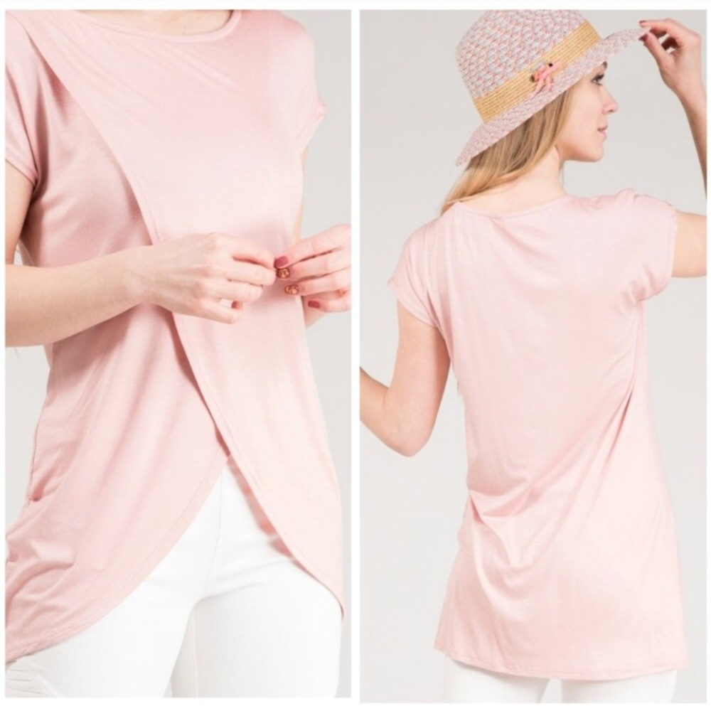 Blush Surplice Short Sleeve Top
